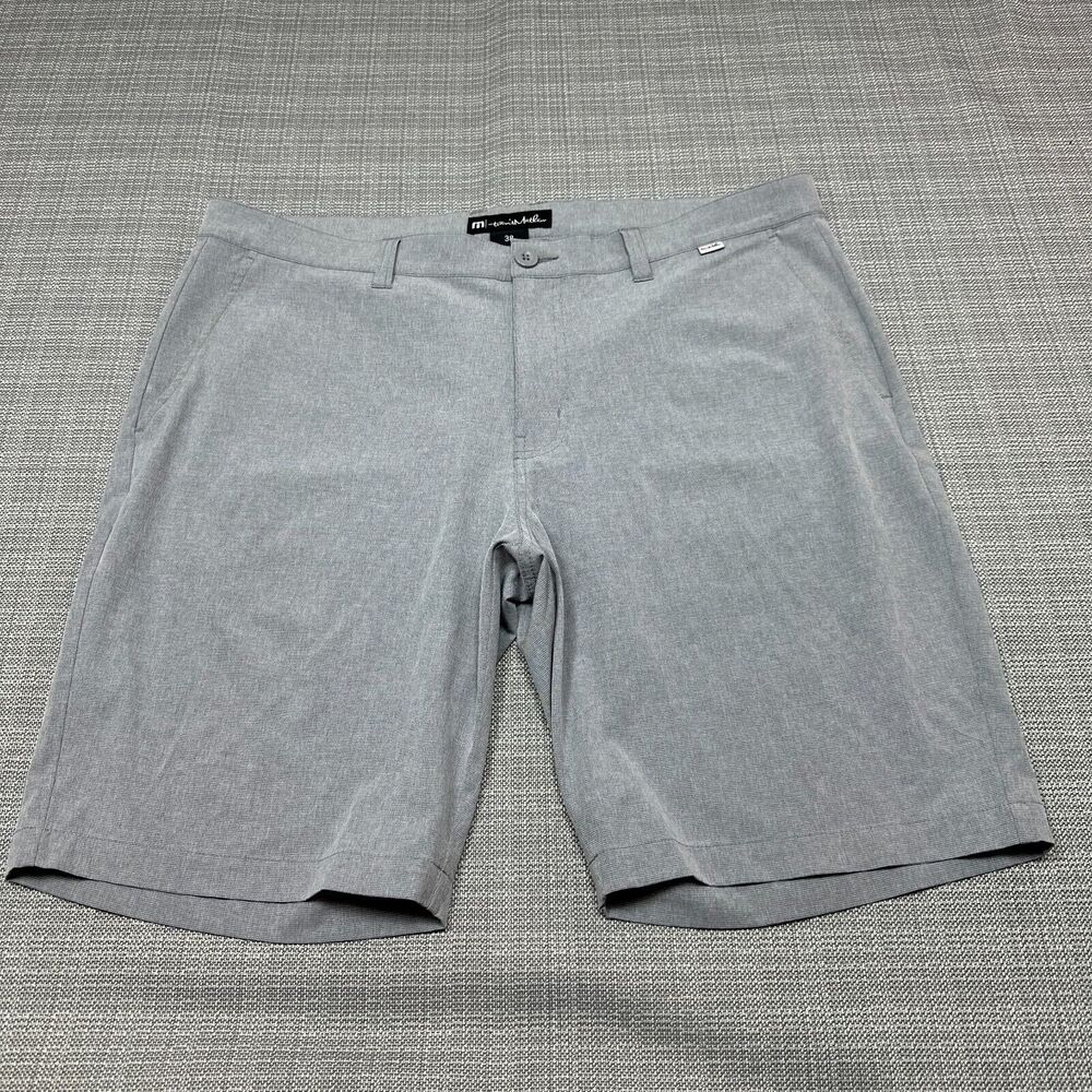 Travis Mathew Shorts Mens 38 Grey Golf 9.5 Inseam Chino Comfort Walking Casual
